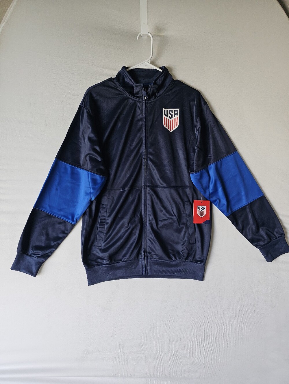 NWT USA Soccer Track Jacket Men's Size M Navy Blue USSF National Team Zip Up - Picture 2 of 16